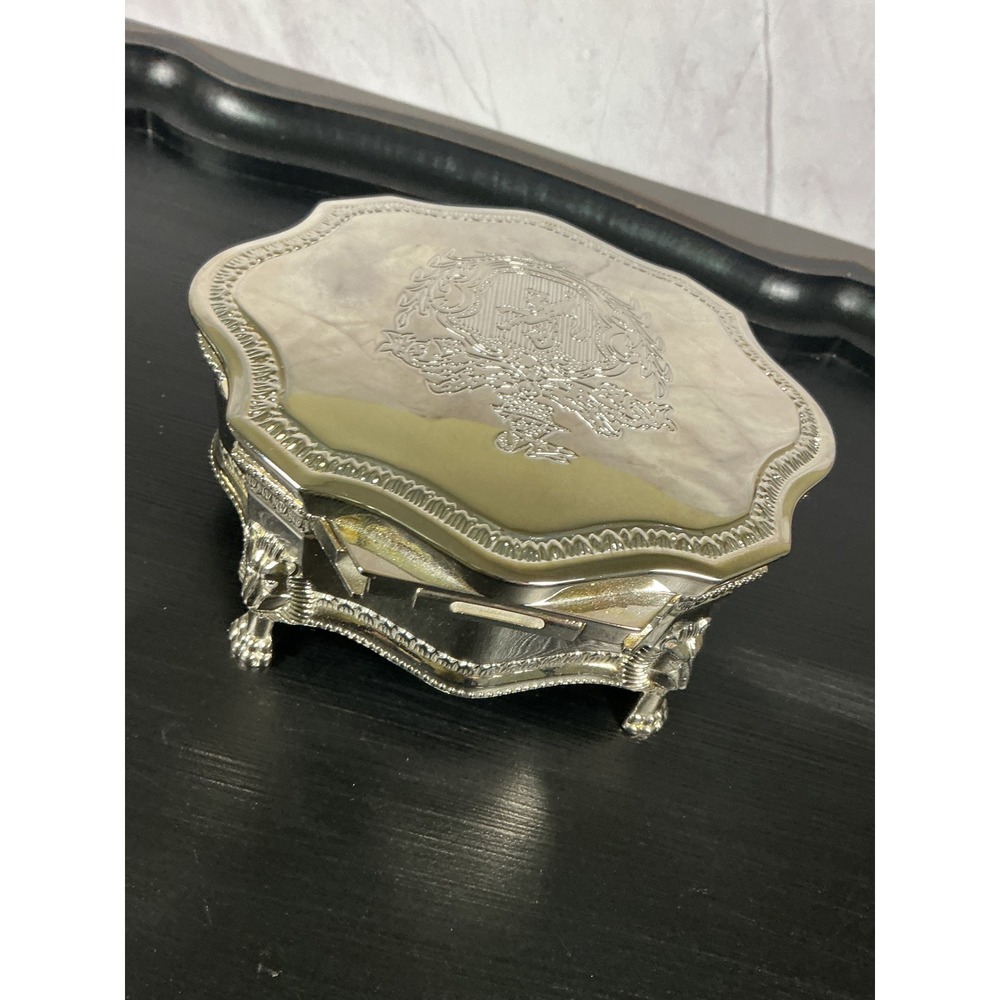 International Silver Company Victorian Silver Plated Jewelry Box Lion Paw Feet